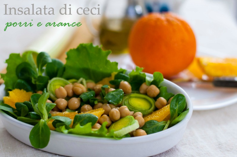 Insalata di ceci, porri e arance