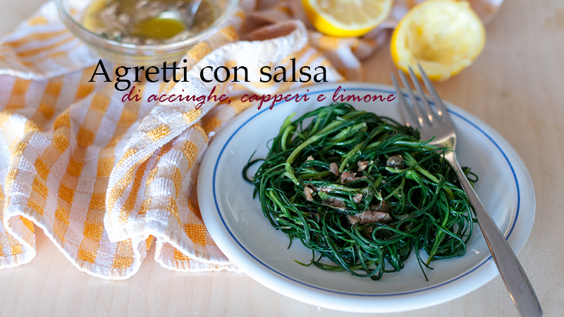 Agretti con salsa alle acciughe, capperi e limone